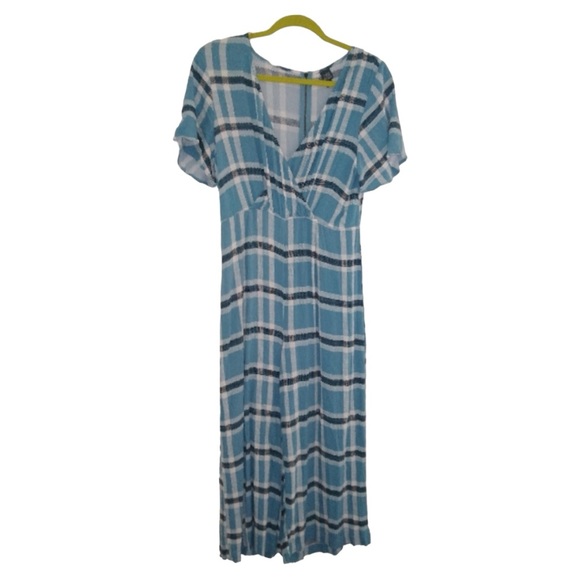 Wild Fable Wrap Front Blue Plaid Jumpsuit, Size M - Picture 2 of 14